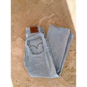 Levi's Premium Ribcage Straight Ankle Jeans Light Wash Button Fly 26 Western